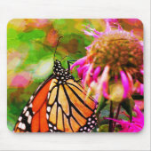 Monarch Butterfly Auf Blume Abstrakte Kunst Mousepad (Vorne)