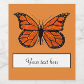 Monarch Butterfly auf dem Orange Weinlabel Weinetikett (Einzelnes Label)