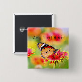 Monarch Butterfly auf der Blume Rot und Gelb Button (Vorne & Hinten)