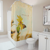 Monarch Butterfly auf der Gelben Blume Subtile Gru Duschvorhang (Beispiel)