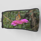 Monarch Butterfly auf der Hübschen rosa Zinnia-Blu Golf Headcover (Vorderseite)