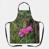 Monarch Butterfly auf der Hübschen rosa Zinnia-Blu Schürze (Vorderseite)