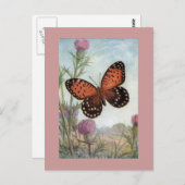 Monarch Butterfly auf der Lila Klee Postkarte (Vorne/Hinten)