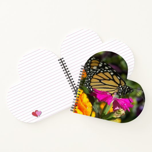 Monarch Butterfly auf der Pink-Marigold-Blume Notizblock (Innenseite)