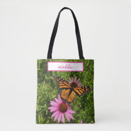 Monarch Butterfly auf Echinacea Cone Blume Foto Tasche