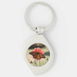 Monarch Butterfly auf einem Dahlia Schlüsselanhänger