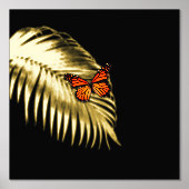 Monarch Butterfly auf Golden Palm Frond Foil Print Foliendrucke (Vorderseite)