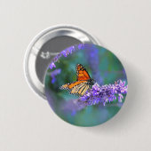 Monarch Butterfly auf Lila lila Blume Button (Vorne & Hinten)