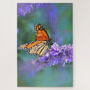 Monarch Butterfly auf Lila lila Blume Puzzle