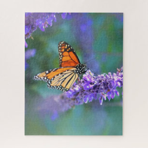 Monarch Butterfly auf Lila lila Blume Puzzle