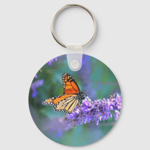 Monarch Butterfly auf Lila lila Blume Schlüsselanhänger