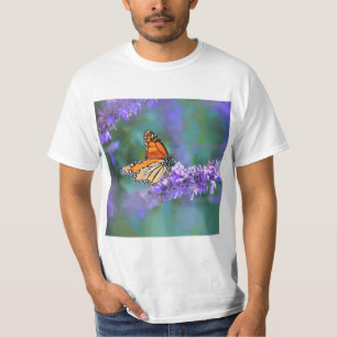 Monarch Butterfly auf Lila lila Blume T-Shirt