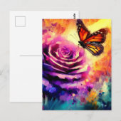 Monarch Butterfly auf Lila Rose bei Sonnenuntergan Postkarte (Vorne/Hinten)