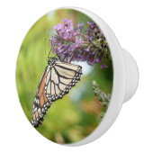 Monarch Butterfly auf Lila Schmetterling Bush Keramikknauf (Rechts)