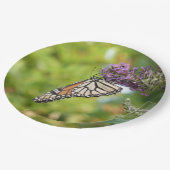 Monarch Butterfly auf Lila Schmetterling Bush Pappteller (Schrägansicht)