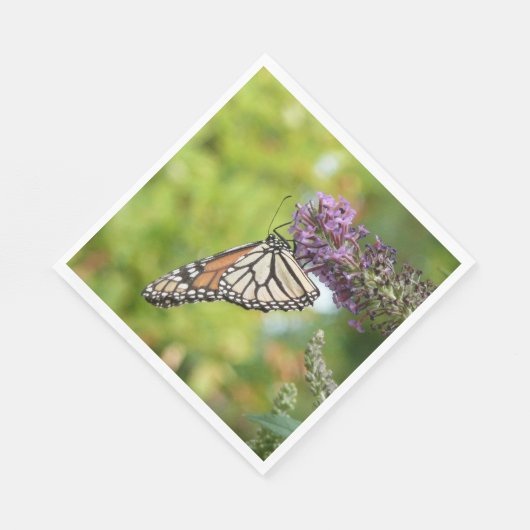 Monarch Butterfly auf Lila Schmetterling Bush Serviette (Ecke)