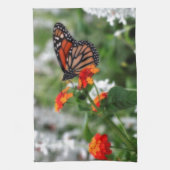 Monarch Butterfly auf Orange und Red Lantana Handtuch (Vertikal)