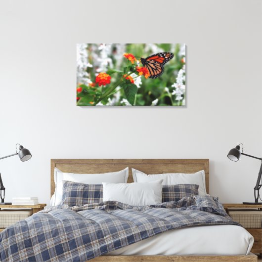 Monarch Butterfly auf Orange und Red Lantana Leinwanddruck (Insitu (Schlafzimmer))