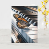 Monarch Butterfly auf Piano-Tastatur Karte (Gelbe Blume)