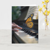 Monarch Butterfly auf Piano-Tastatur Karte (Gelbe Blume)