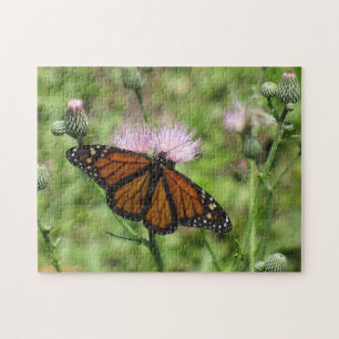 Monarch Butterfly auf Pink Thistle Jigsaw Puzzle