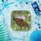 Monarch Butterfly auf Pink Thistle Paper Tellern Pappteller (Party)