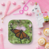 Monarch Butterfly auf Pink Thistle Paper Tellern Pappteller (Party)