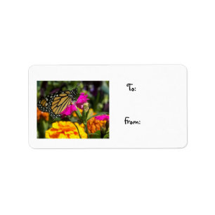 Monarch Butterfly auf rosa Marigold-Label Adressaufkleber