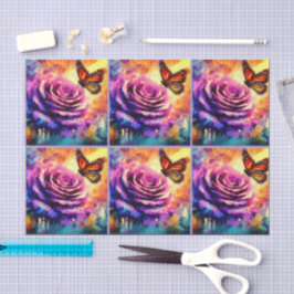 Monarch Butterfly auf Rose bei Sunset Decoupage Seidenpapier