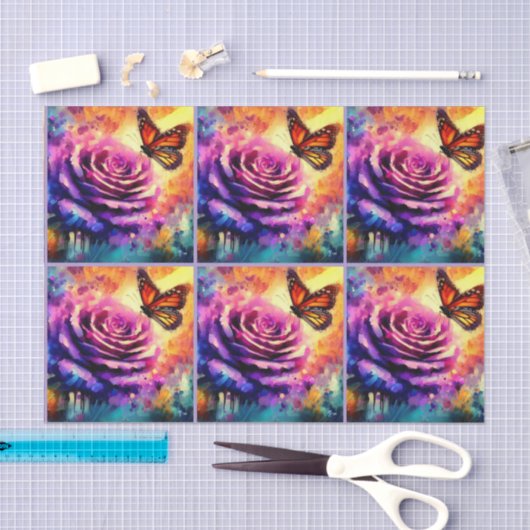 Monarch Butterfly auf Rose bei Sunset Decoupage Seidenpapier (Handwerk)