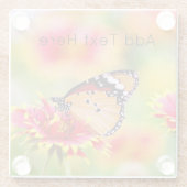 Monarch Butterfly auf Rot- und Gelbblumen Glasuntersetzer (Rückseite)