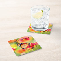 Monarch Butterfly auf Rot- und Gelbblumen