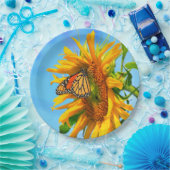 Monarch Butterfly auf Sonnenblume Pappteller (Party)