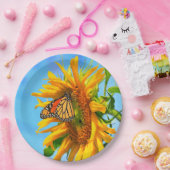 Monarch Butterfly auf Sonnenblume Pappteller (Party)