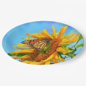 Monarch Butterfly auf Sonnenblume Pappteller (Schrägansicht)