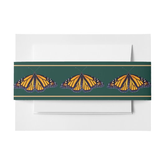 Monarch Butterfly Banded Forest Green Wedge Einladungsbanderole (Vorderseite Beispiel)