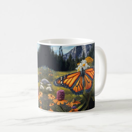 Monarch Butterfly Berg Schöne Wiesen Kaffeetasse (VorderseiteRechts)