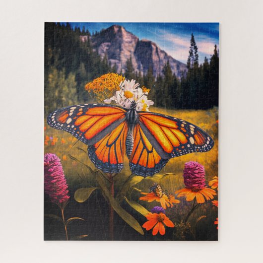 Monarch Butterfly Berg Schöne Wiesen Puzzle (Vertikal)