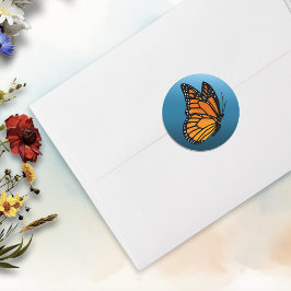 Monarch Butterfly Blue Ombre Runder Aufkleber