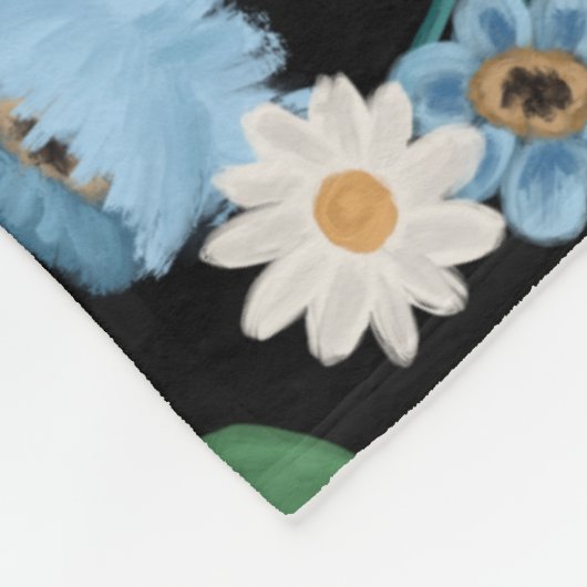 Monarch Butterfly & Blue & White Blume Fleecedecke (Ecke)