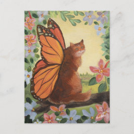 Monarch Butterfly Cat auf der Wiese Postkarte