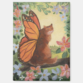 Monarch Butterfly Cat in Meadow Magnet
