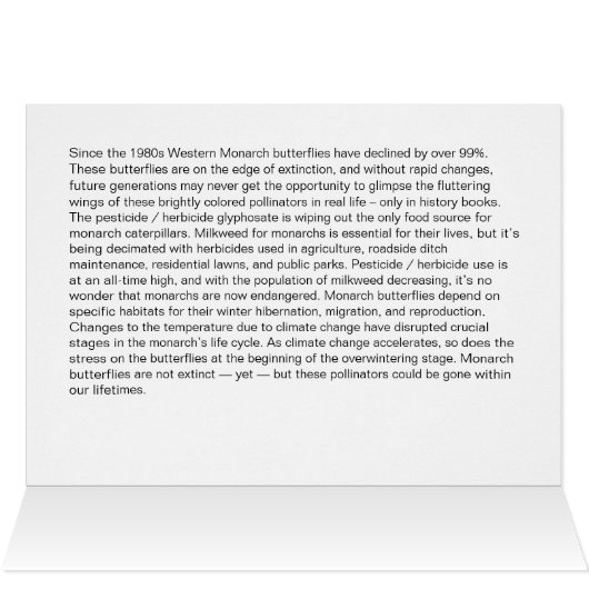 Monarch Butterfly (Colorized) note card (Innenansicht Horizontal (Oben))