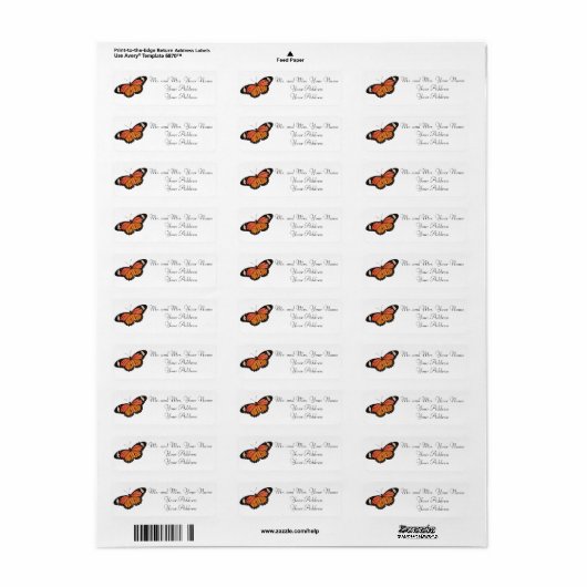 Monarch Butterfly Custom Address Labels (Vorne)