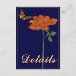 Monarch Butterfly Dahlia Navy Blue Details Begleitkarte