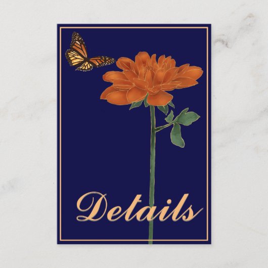 Monarch Butterfly Dahlia Navy Blue Details Begleitkarte (Vorderseite)