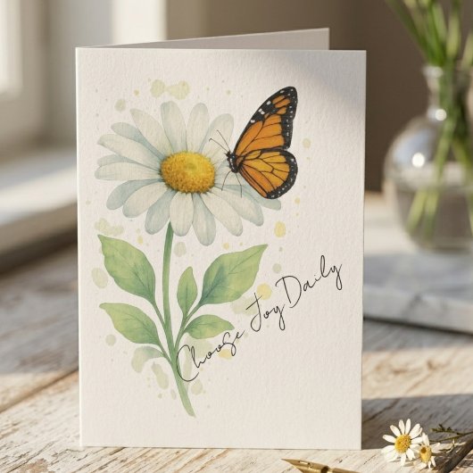 Monarch Butterfly Daisy Flower Choose Joy Dankeskarte