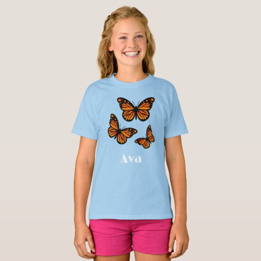 Monarch Butterfly Design - Girls' Basic T - Shirt (Vorne ganz)