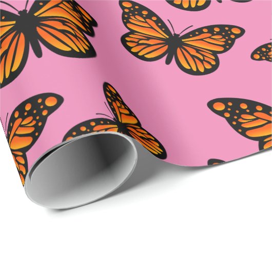 Monarch Butterfly Design - Matt Wrapping Paper Geschenkpapier (Rolleneckpunkt)