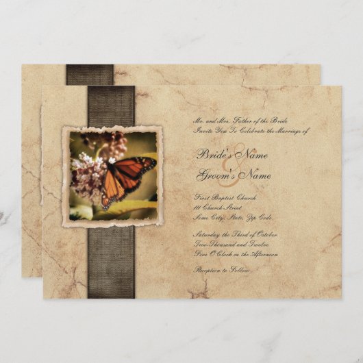 Monarch Butterfly Einladung (Vorne/Hinten)